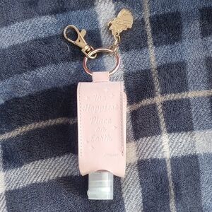 Disney Pink Key & Hand Sanitizer Case With Cinderella Fairy Godmother Charm